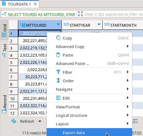 Result Export